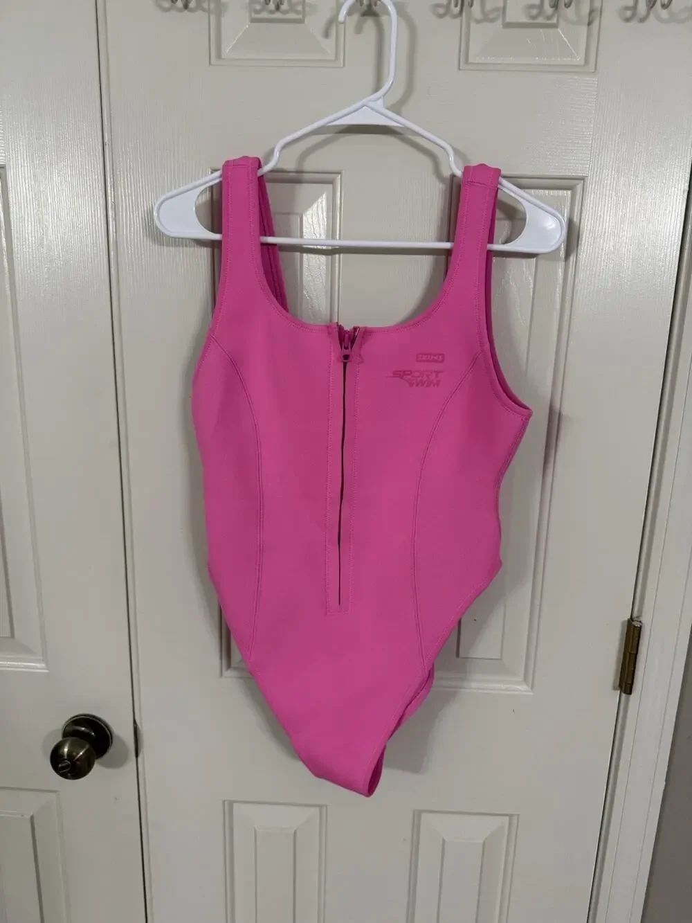 SKIMS Hot Pink One-Piece Swimsuit with Front Zip
